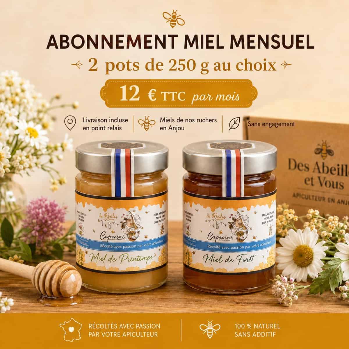 Abonnement miel artisanal en Anjou – Les Ruches de Capucine